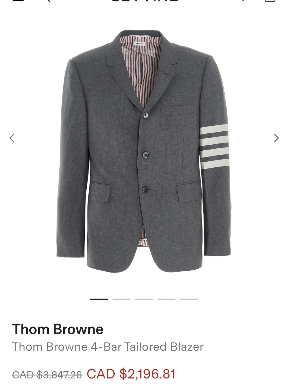 Thom Browne Men's Gray 4-Bar Tailored Blazer